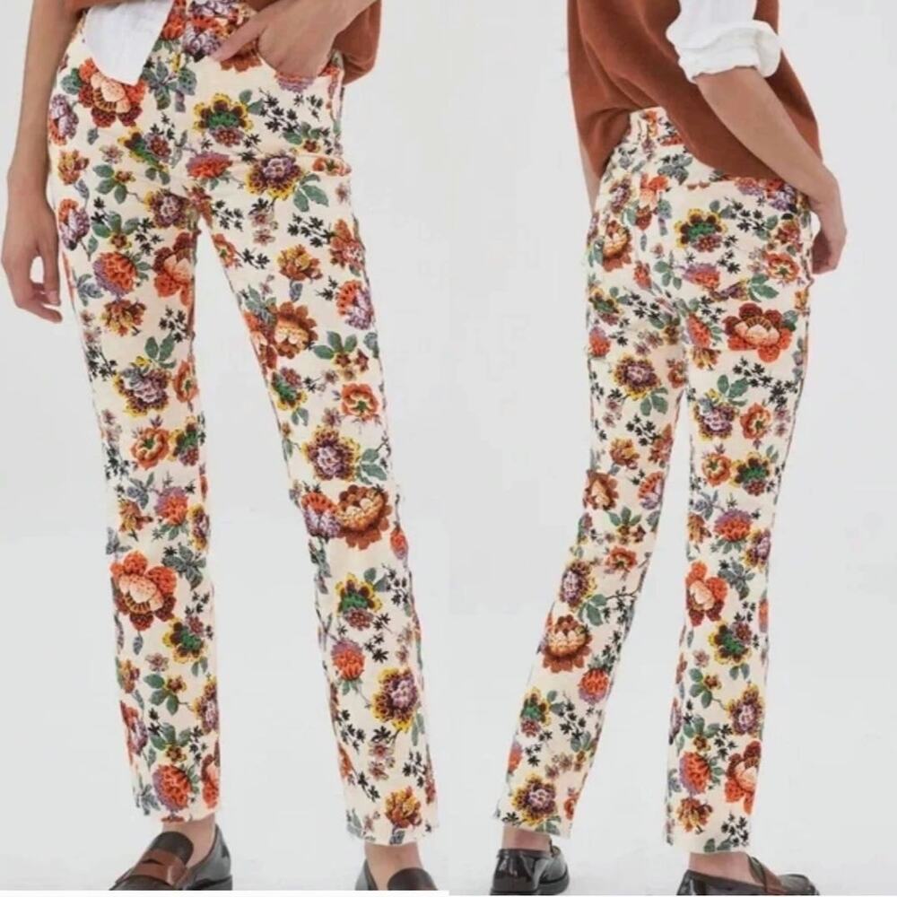 Anthropologie Pilco Floral Cigarette Jeans NWT Slim Straight 26 Cottagecore Boho - Picture 1 of 6